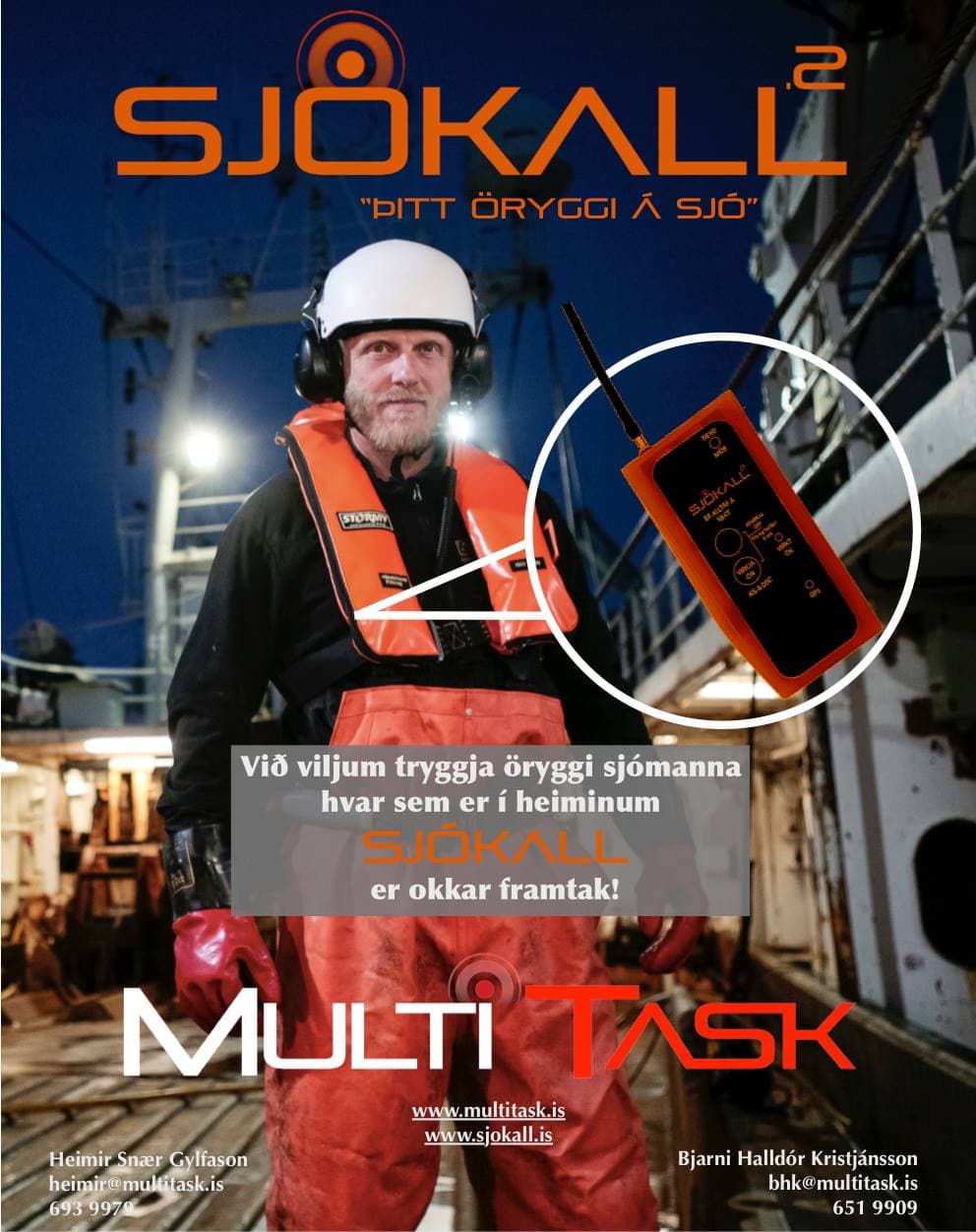 Sjókall í björgunarvesti image